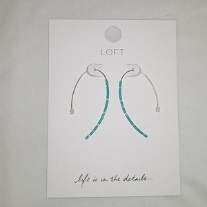 Ann Taylor LOFT Blue & Gold Beaded Hoop Earrings